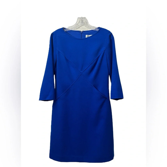 Eliza J Royal Blue Pocket Detail 3/4 Sleeve Crepe Dress Size 4 - Picture 1 of 4